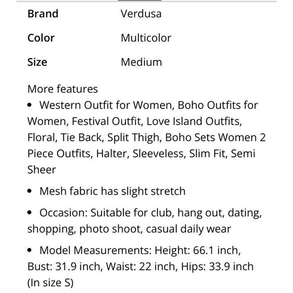 Women's 2pc Boho Western Tie Dye Backless Top & Split Thigh Skirt Outfit - Picture 8 of 16